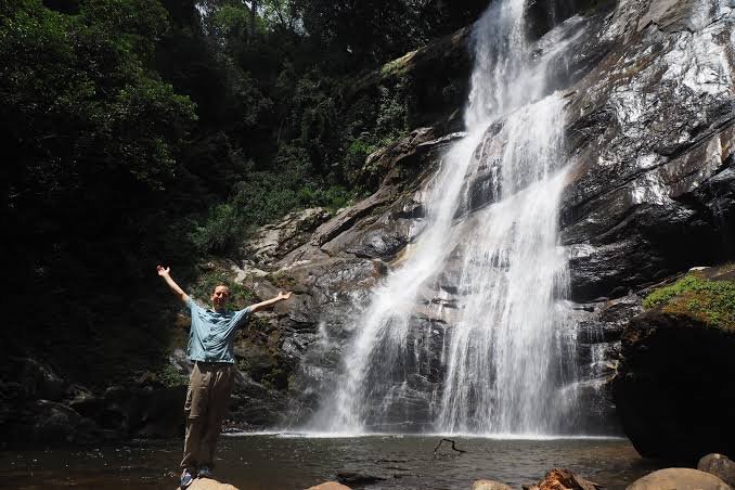 Beautiful vertical multi stage plunge of Sanje Waterfalls in Udzungwa Mountains National Park